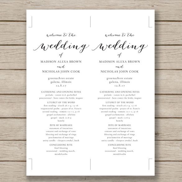 Free Printable Wedding Ceremony Programs
